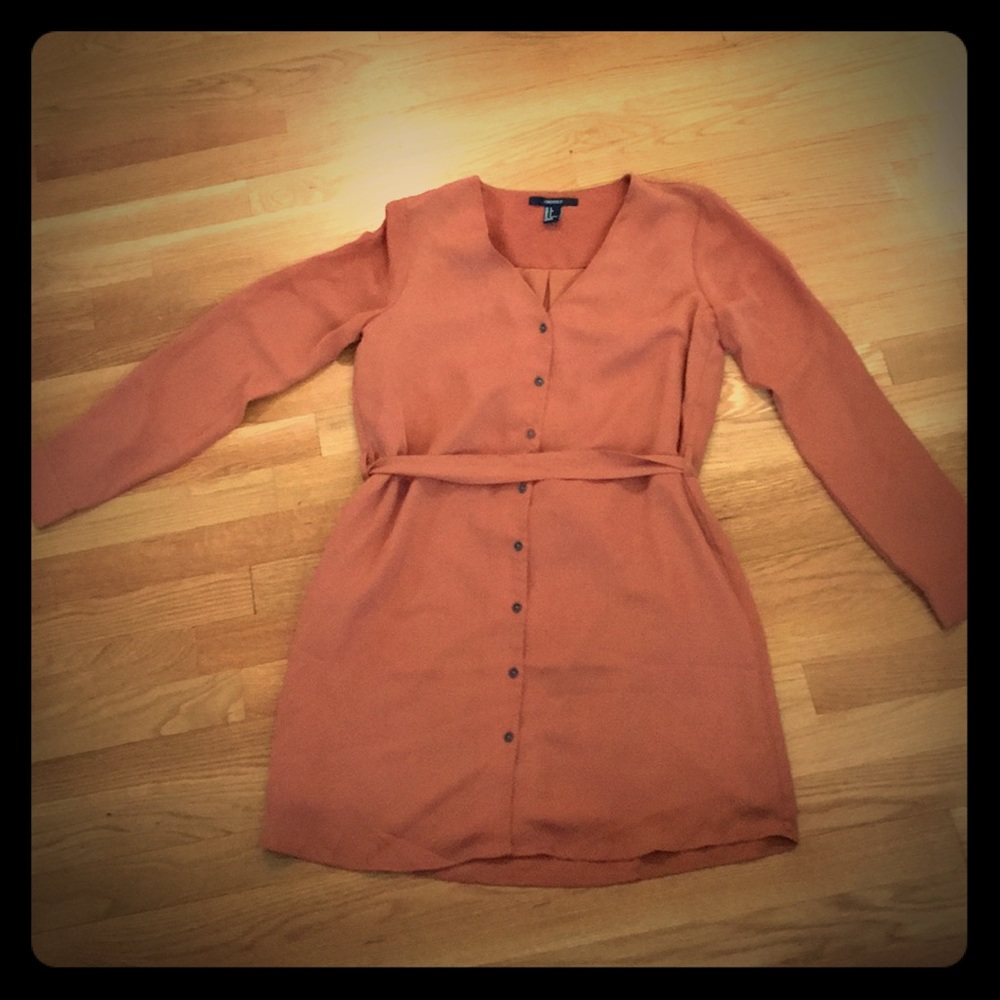 Forever 21 Pumpkin Shirt Dress with waist tie